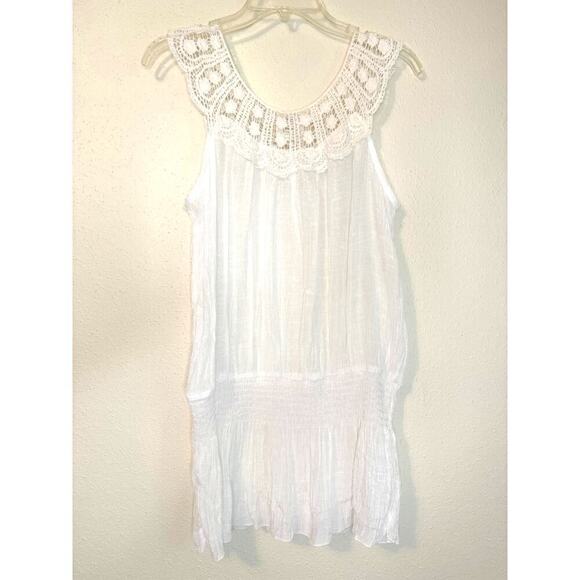 Simply Irresistible Women's White Crochet Cinched Waist Semi Sheer Top Size M - Picture 4 of 7